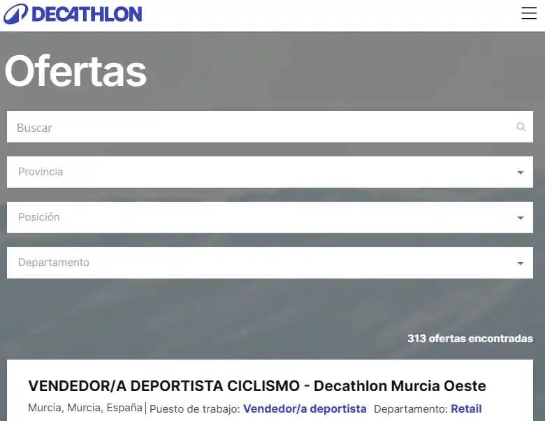 Portal oficial de empleo de Decathlon